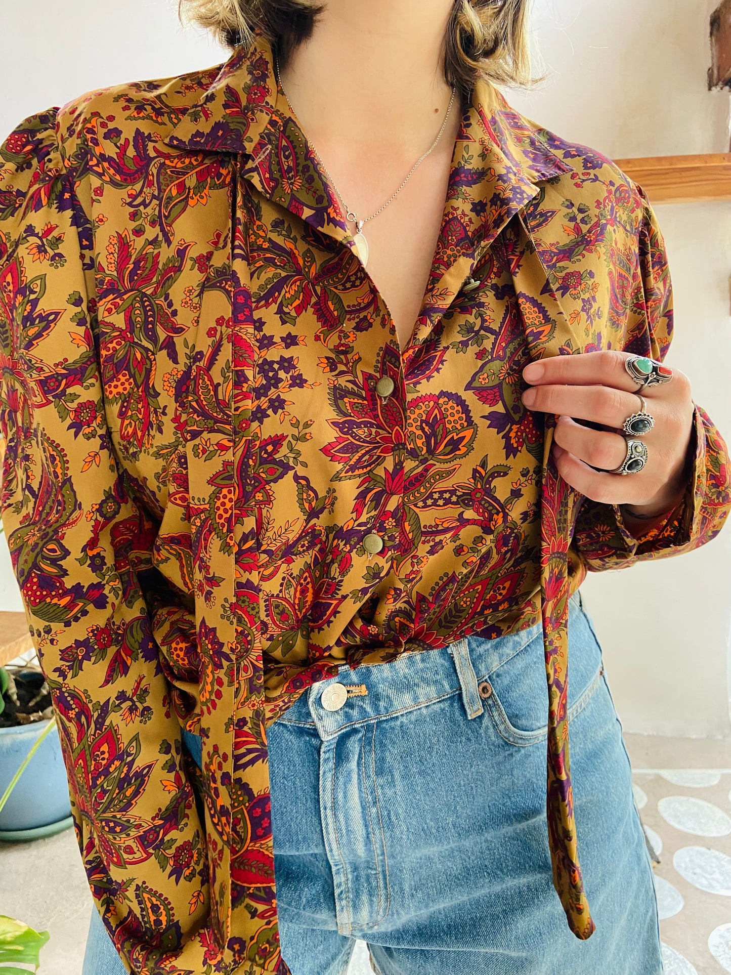 VINTAGE 80’s Paisley Long Sleeve Patterned Shirt - M/L