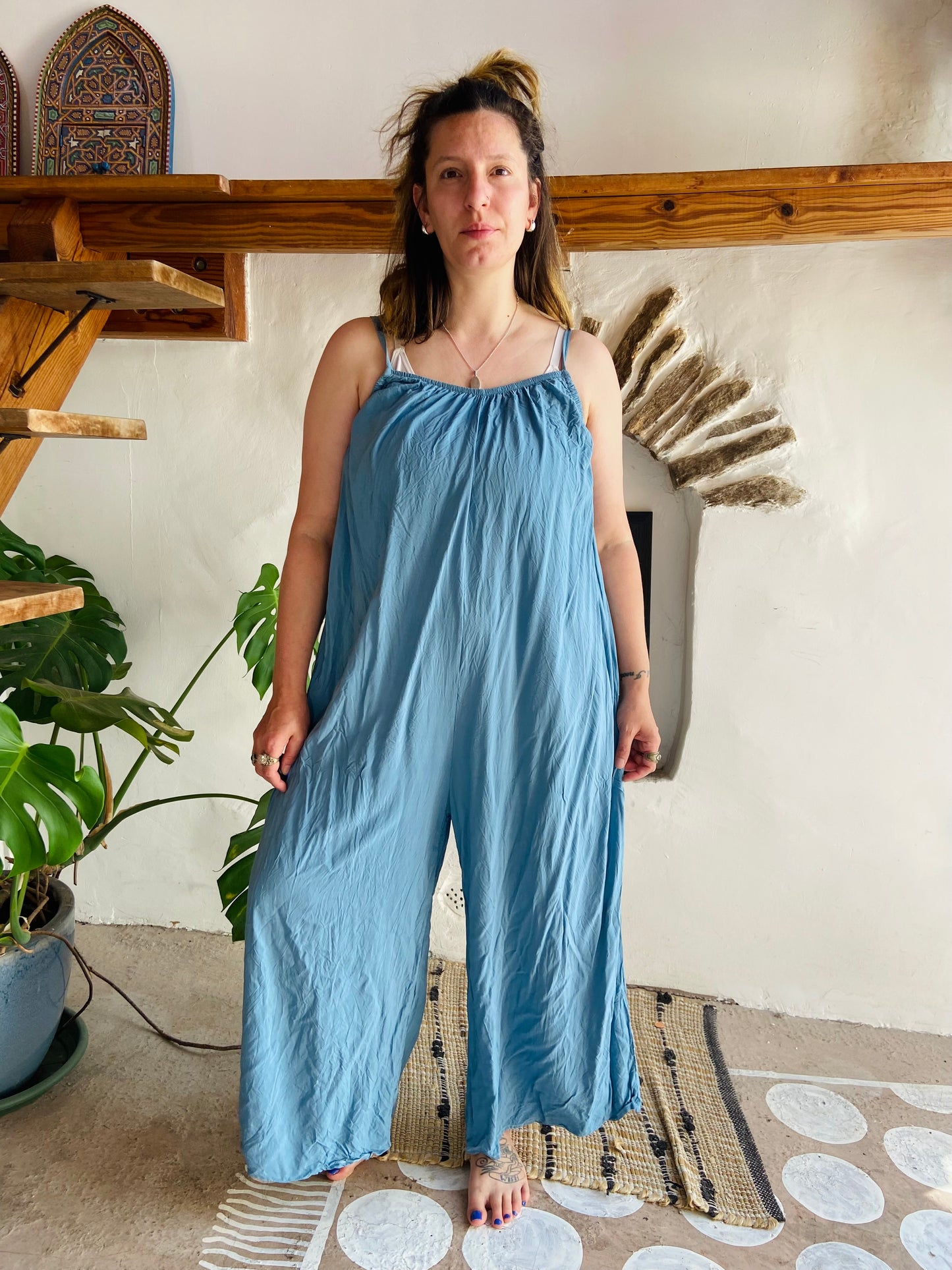 VINTAGE 00's Blue Wide Leg Jumpsuit - M/L