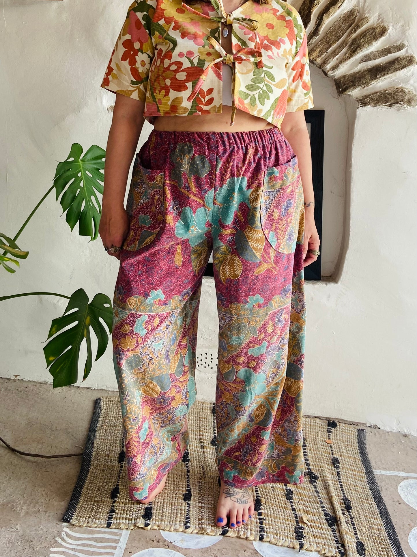 Pantalon large à imprimé patchwork violet DESERT FOX - S/M