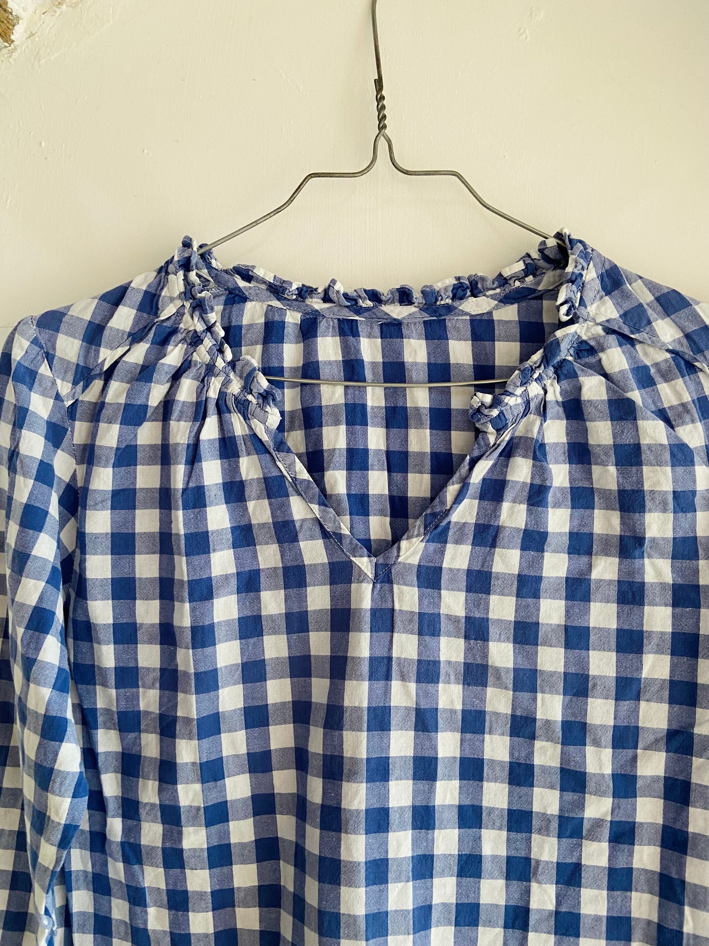 VINTAGE 90’s Blue Gingham Long Sleeve Top - S