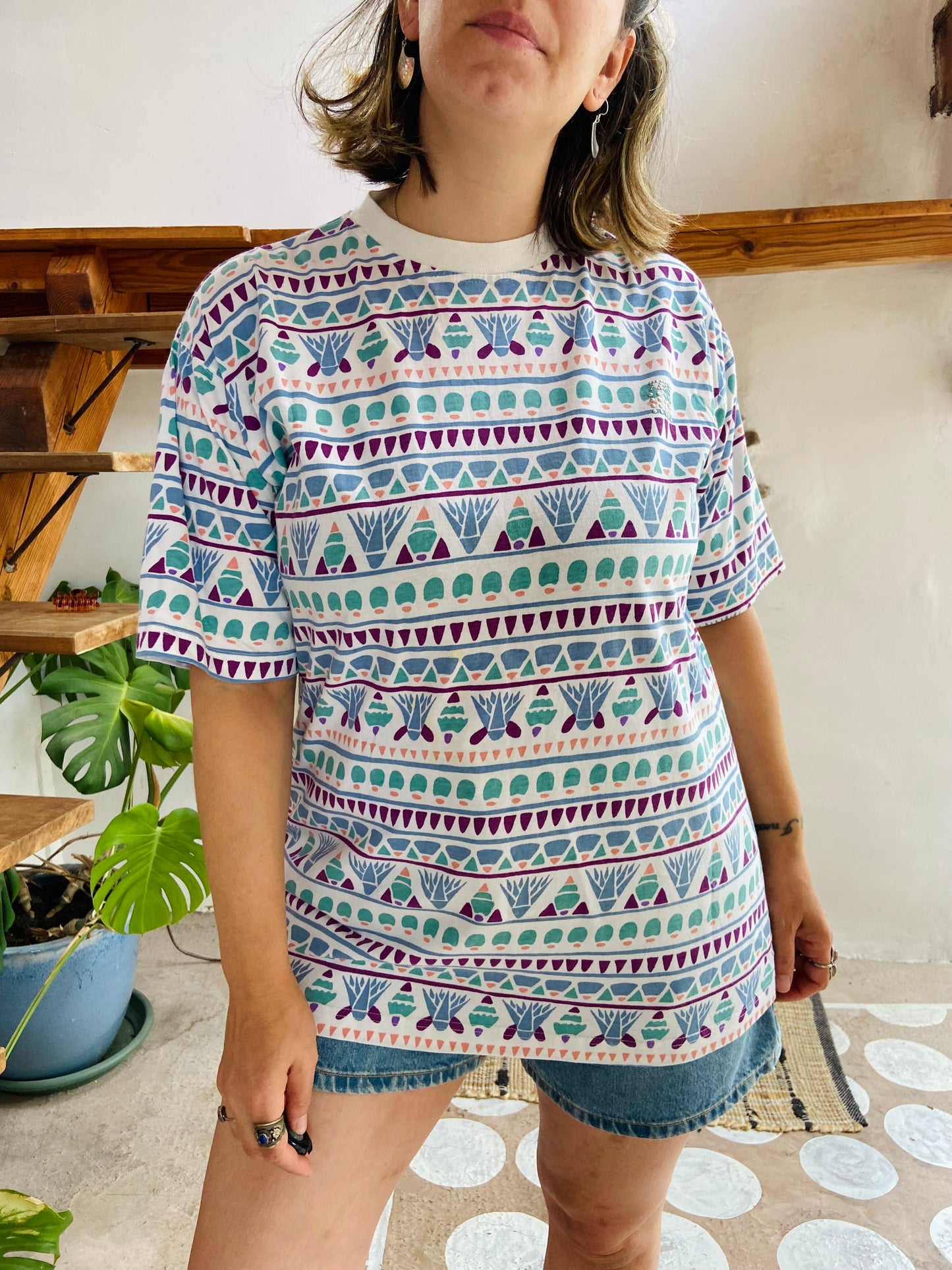 VINTAGE 90’s Bohemian Patterned Oversized Tee T-Shirt - M/L