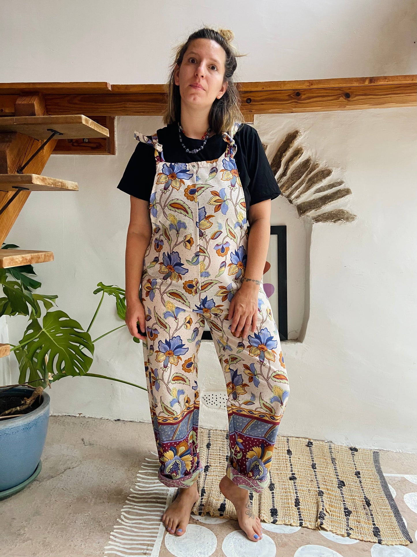 DESERT FOX Bohemian Print Long Length Dungarees - S/M