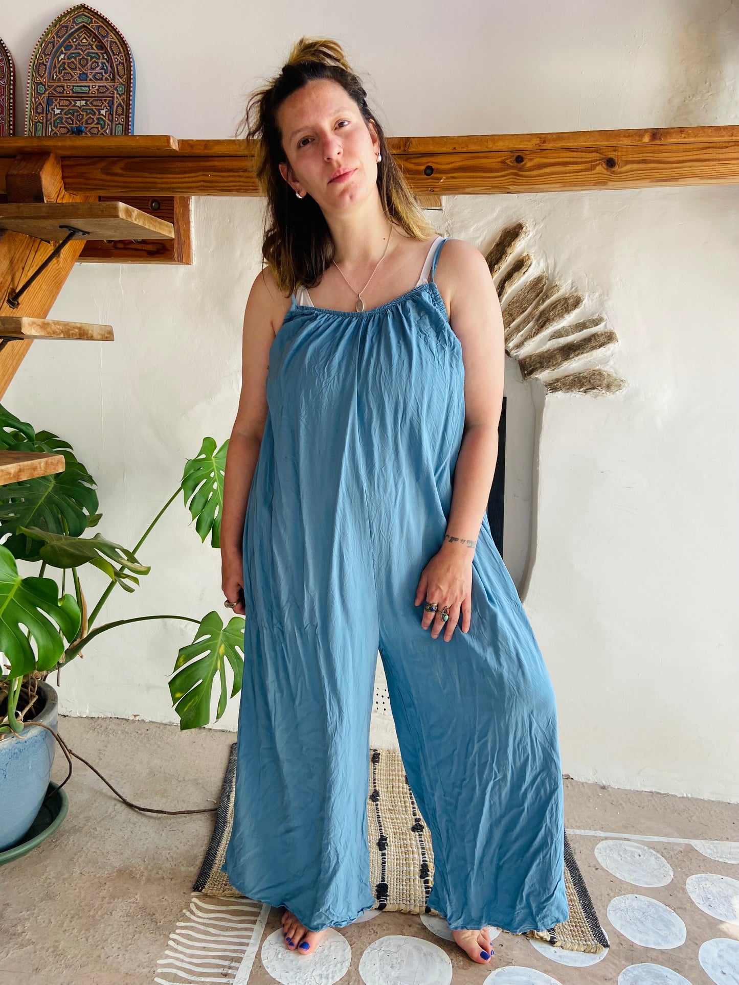 VINTAGE 00's Blue Wide Leg Jumpsuit - M/L