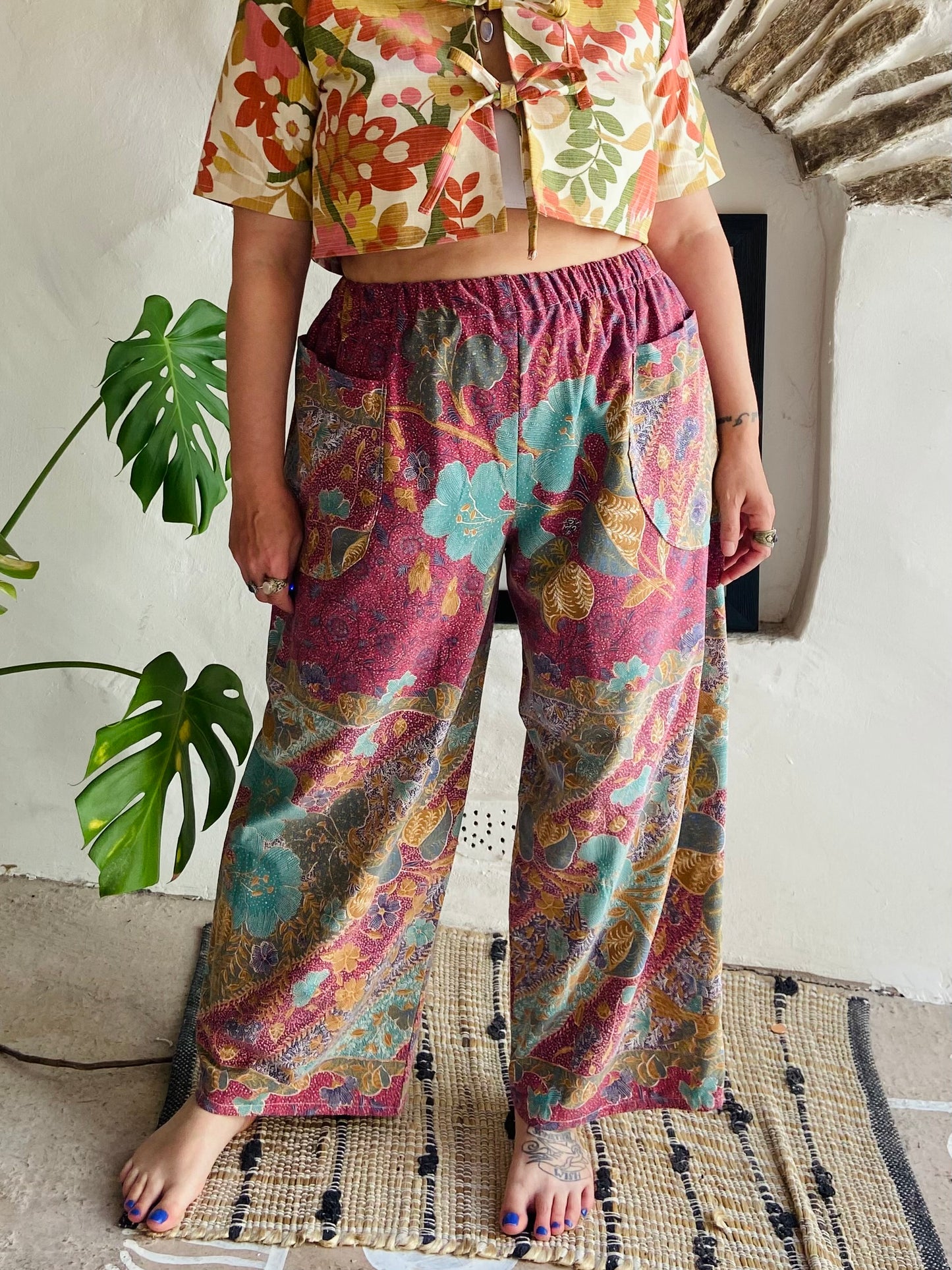 Pantalon large à imprimé patchwork violet DESERT FOX - S/M