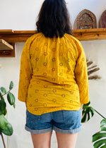 VINTAGE Y2K Sunflower Yellow Broiderie Anglaise Long Sleeve Top - M/L