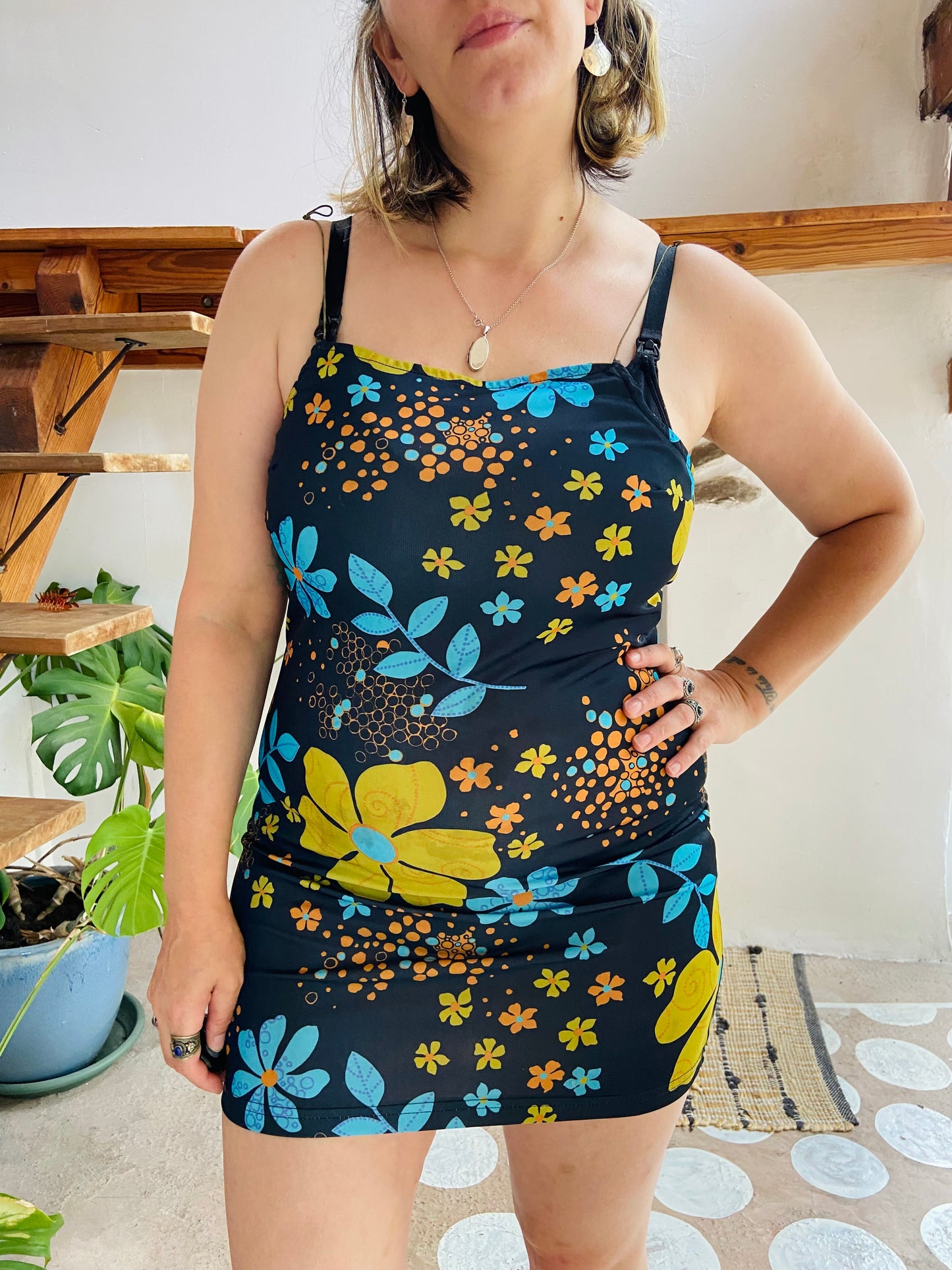 VINTAGE 90’s Floral Strappy Mini Dress - S/M