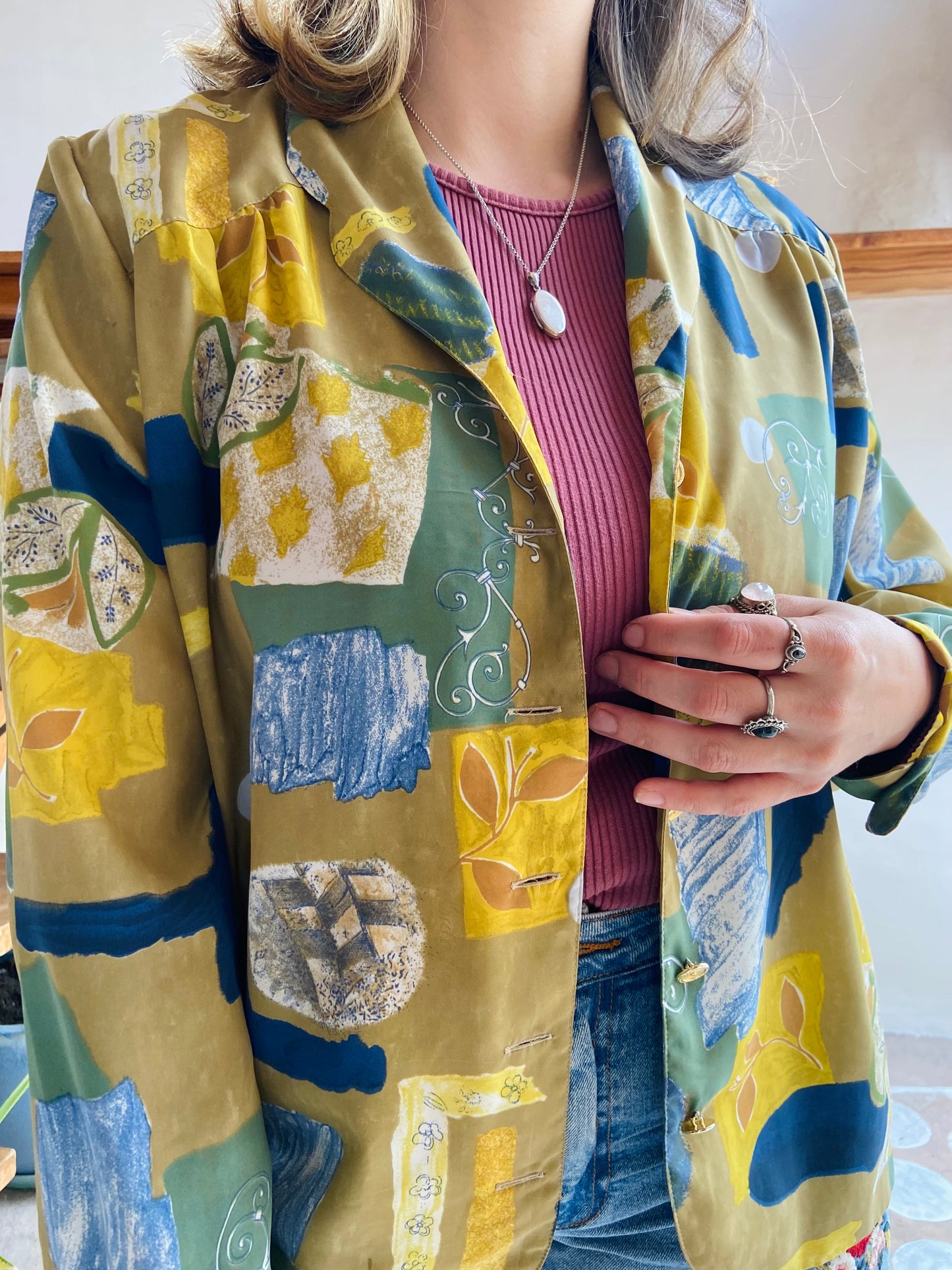 VINTAGE 90's Bohemian Patterned Long Sleeve Shirt - L