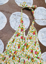 VINTAGE 70's Floral Print Halterneck Mini Dress - XS/S
