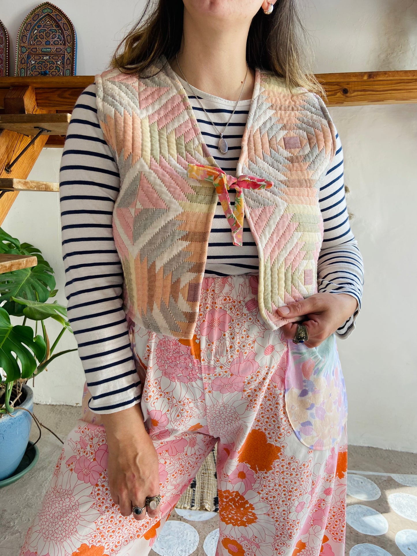 DESERT FOX Pastel Quilted Sleeveless Waistcoat Gilet - S/M and M/L