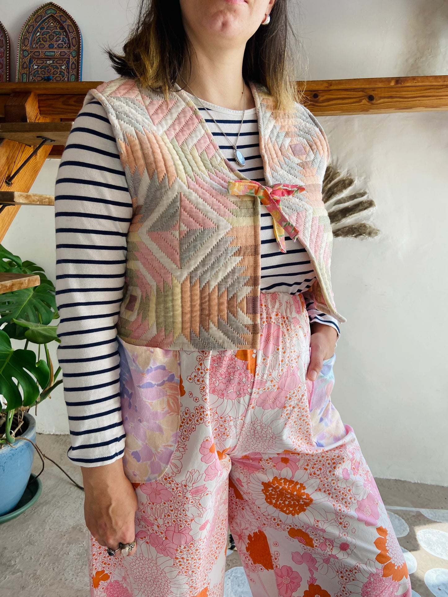 DESERT FOX Pastel Quilted Sleeveless Waistcoat Gilet - S/M and M/L