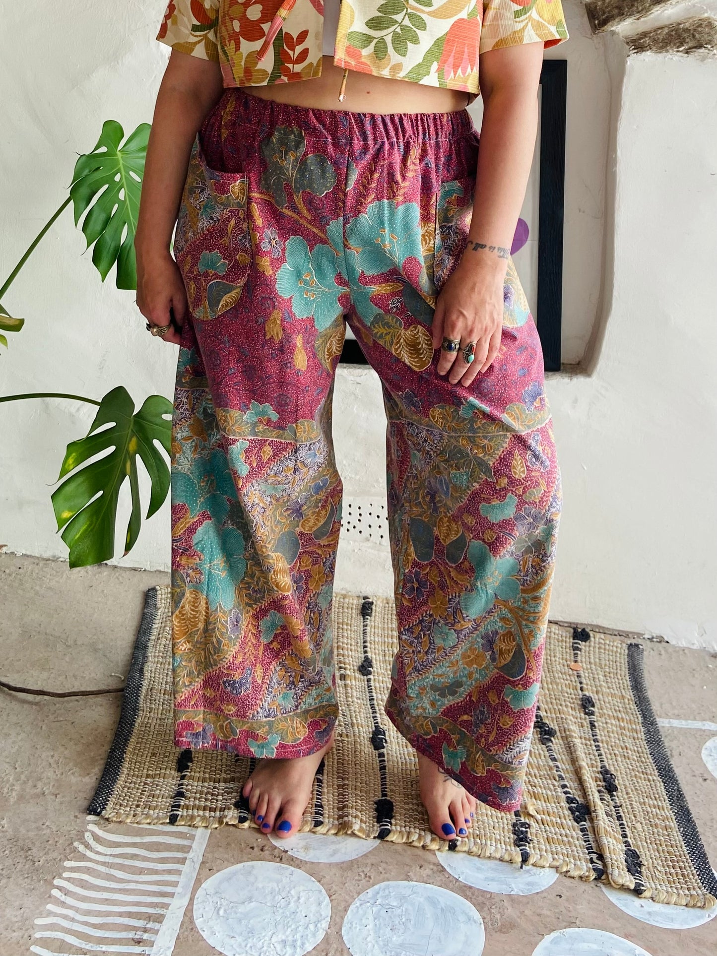 Pantalon large à imprimé patchwork violet DESERT FOX - S/M