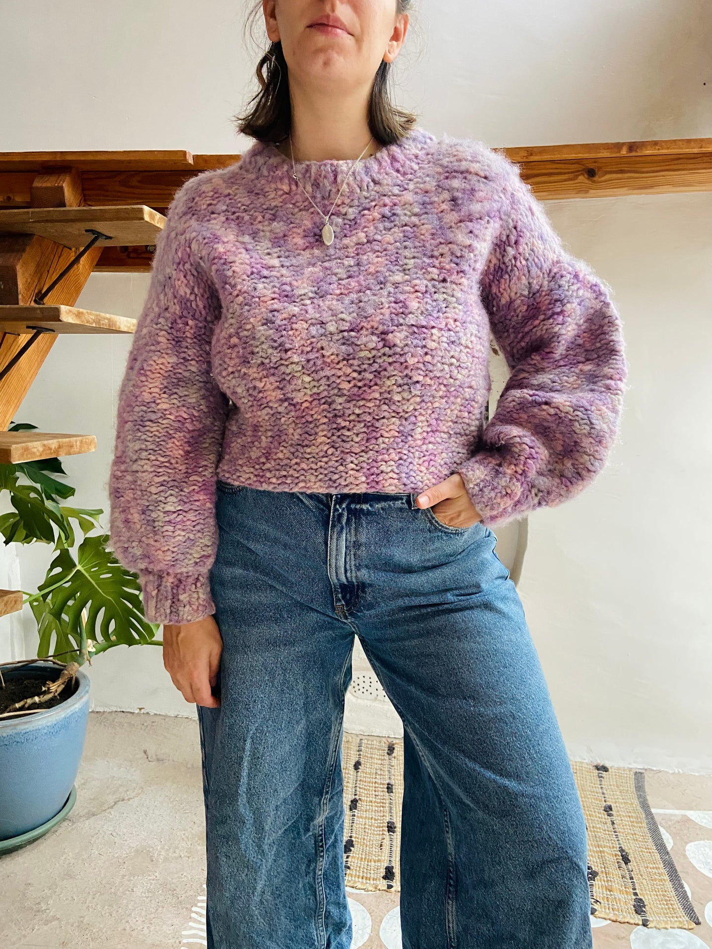 VINTAGE 90’s Purple Chunky Knit Jumper - L