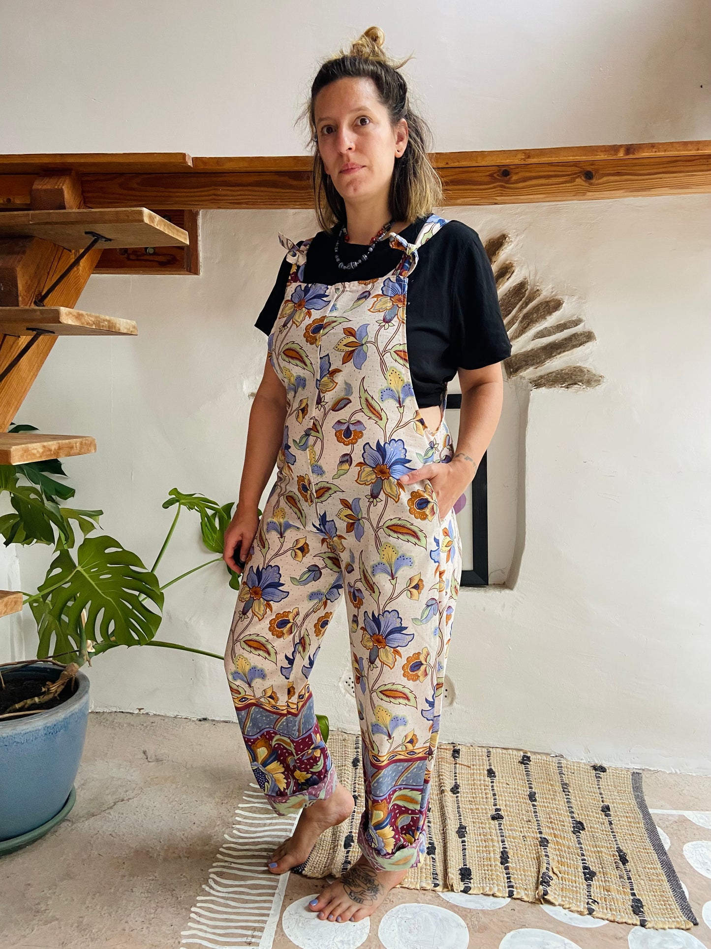 DESERT FOX Bohemian Print Long Length Dungarees - S/M