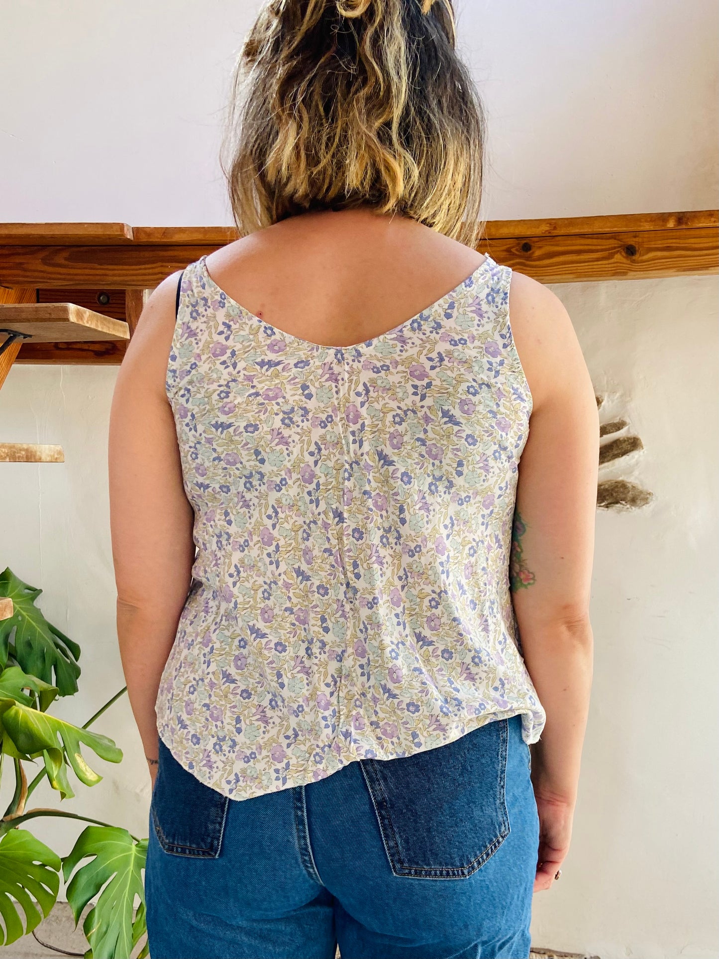 VINTAGE 90's Ditzy Floral Loose Tank Top - S/M