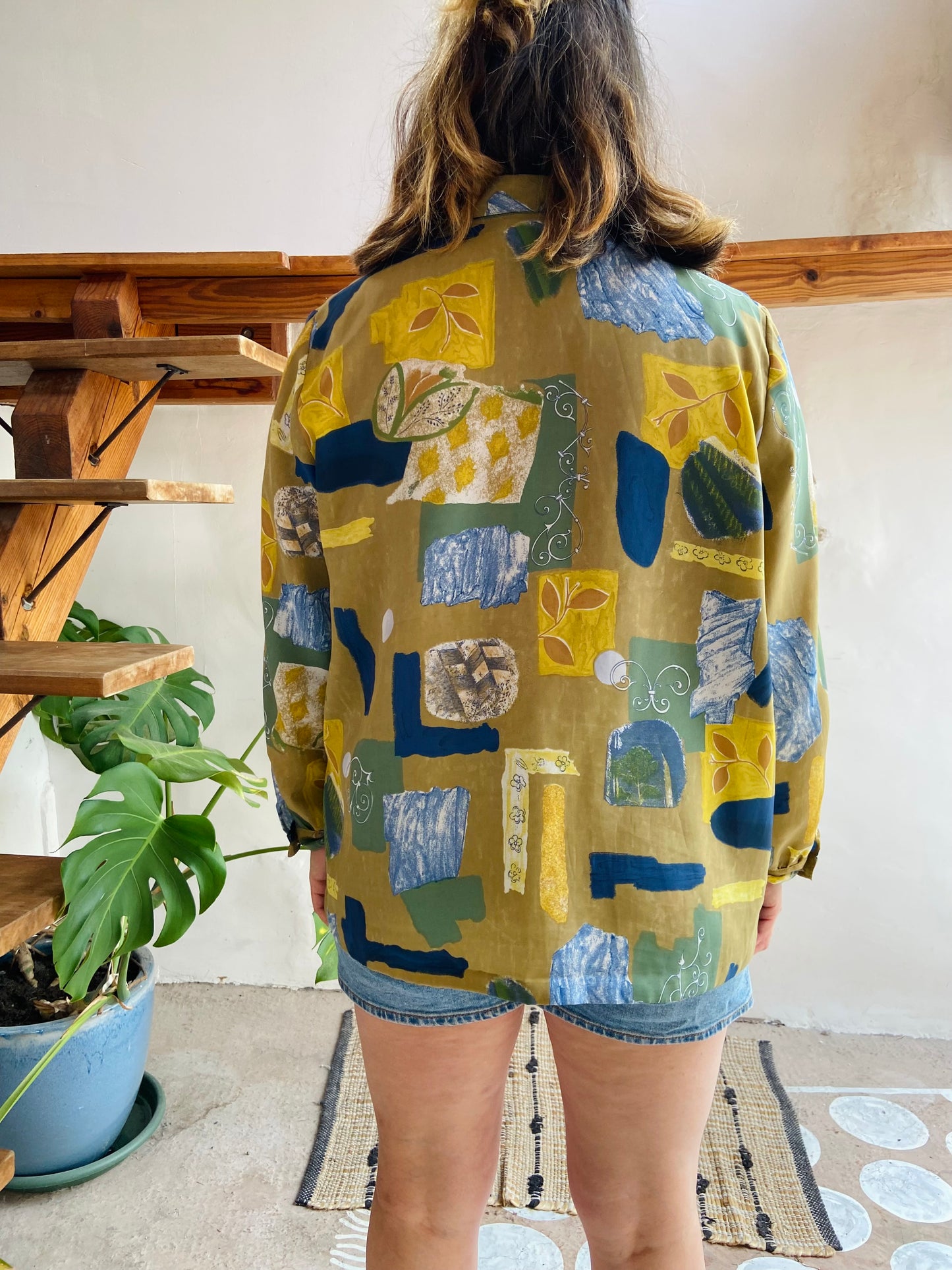 VINTAGE 90's Bohemian Patterned Long Sleeve Shirt - L