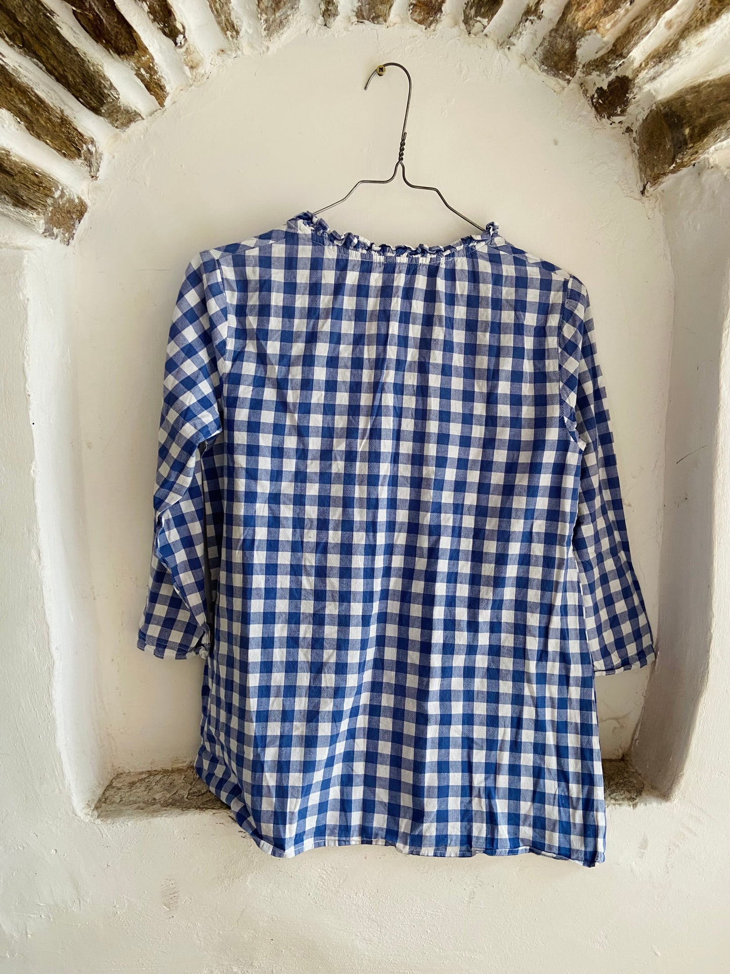 VINTAGE 90’s Blue Gingham Long Sleeve Top - S