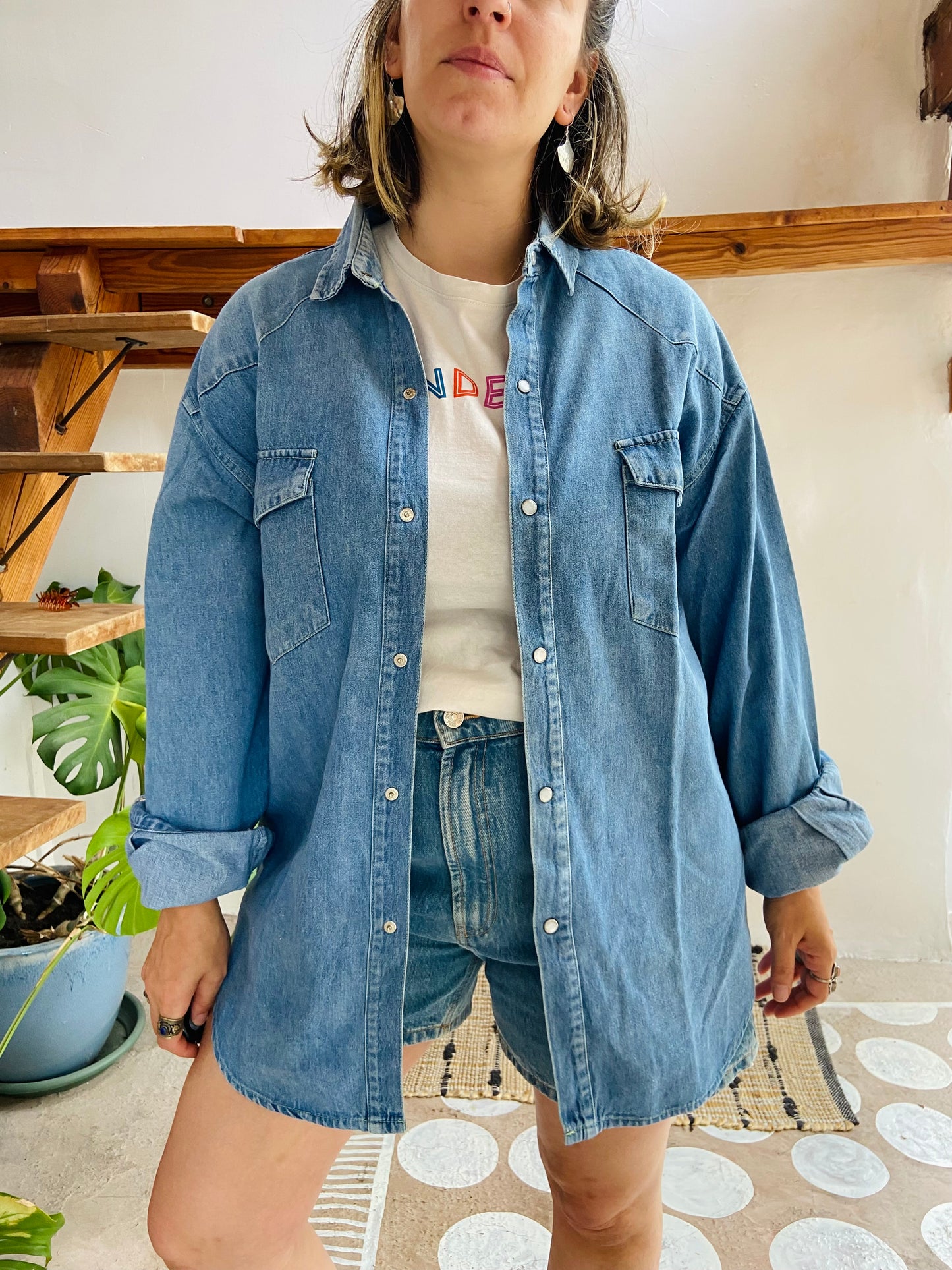 VINTAGE 90’s Blue Denim Long Sleeve Shirt - L