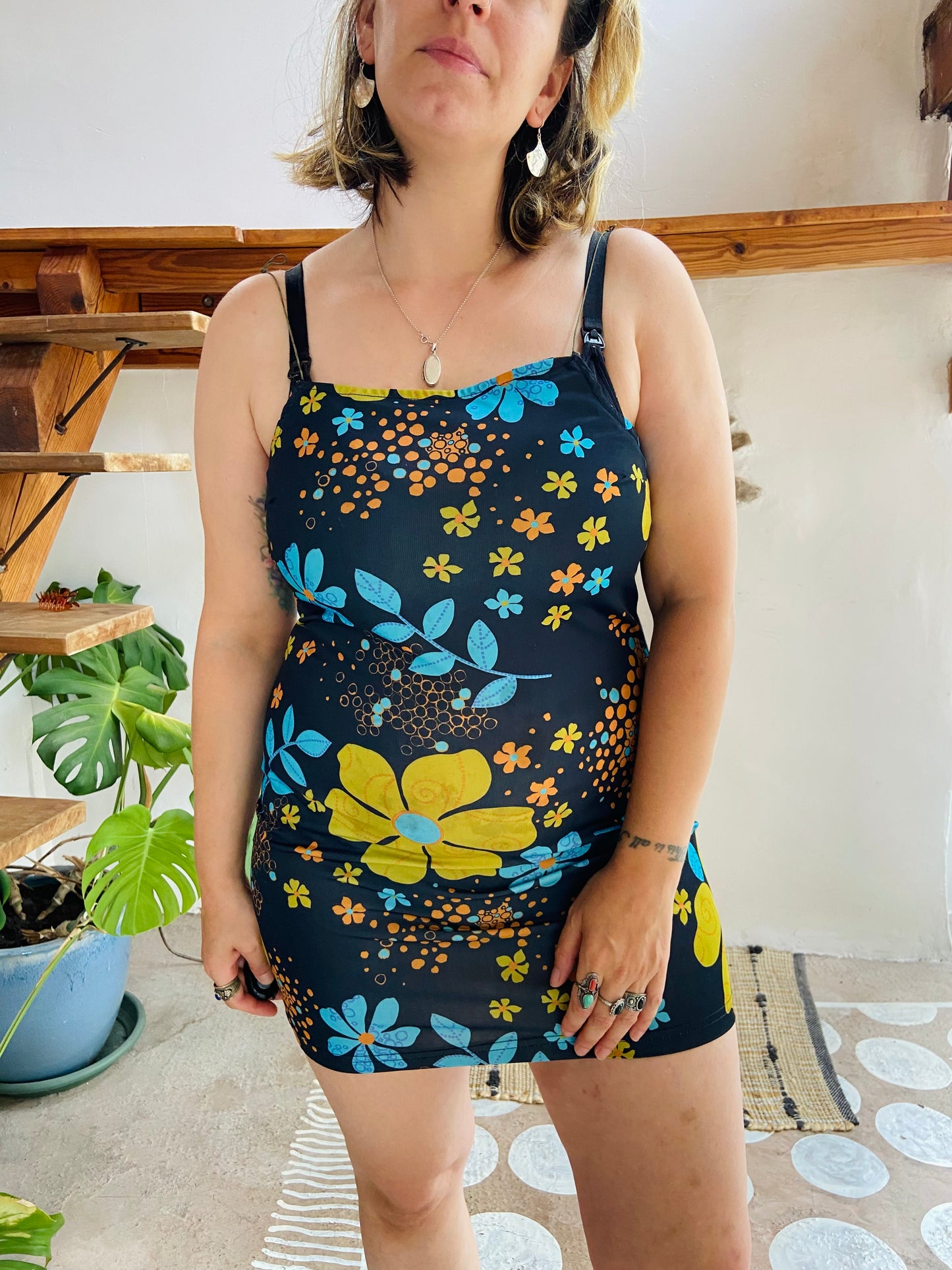 VINTAGE 90’s Floral Strappy Mini Dress - S/M