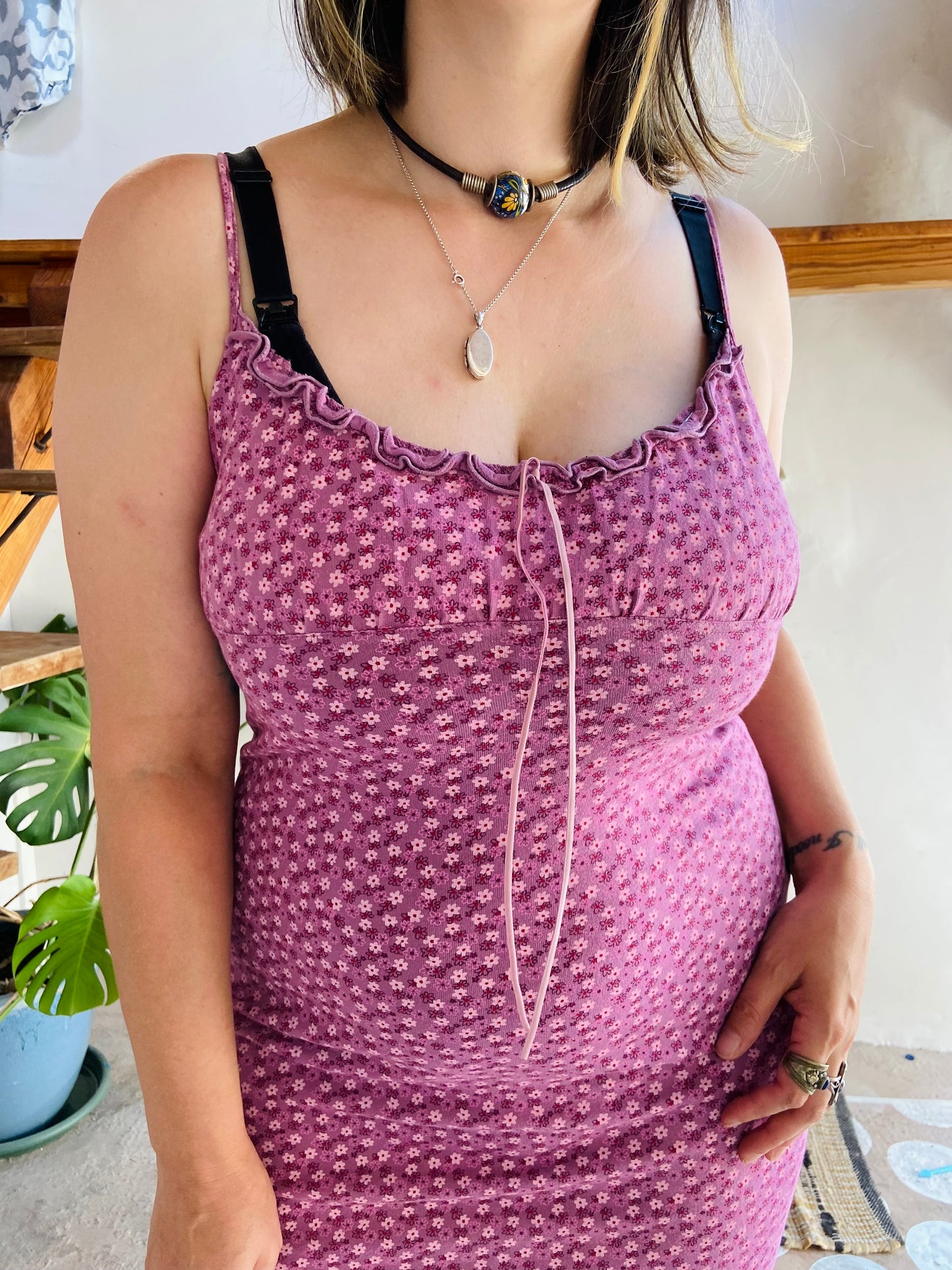 VINTAGE 90's Floral Mini Strappy Dress - S/M