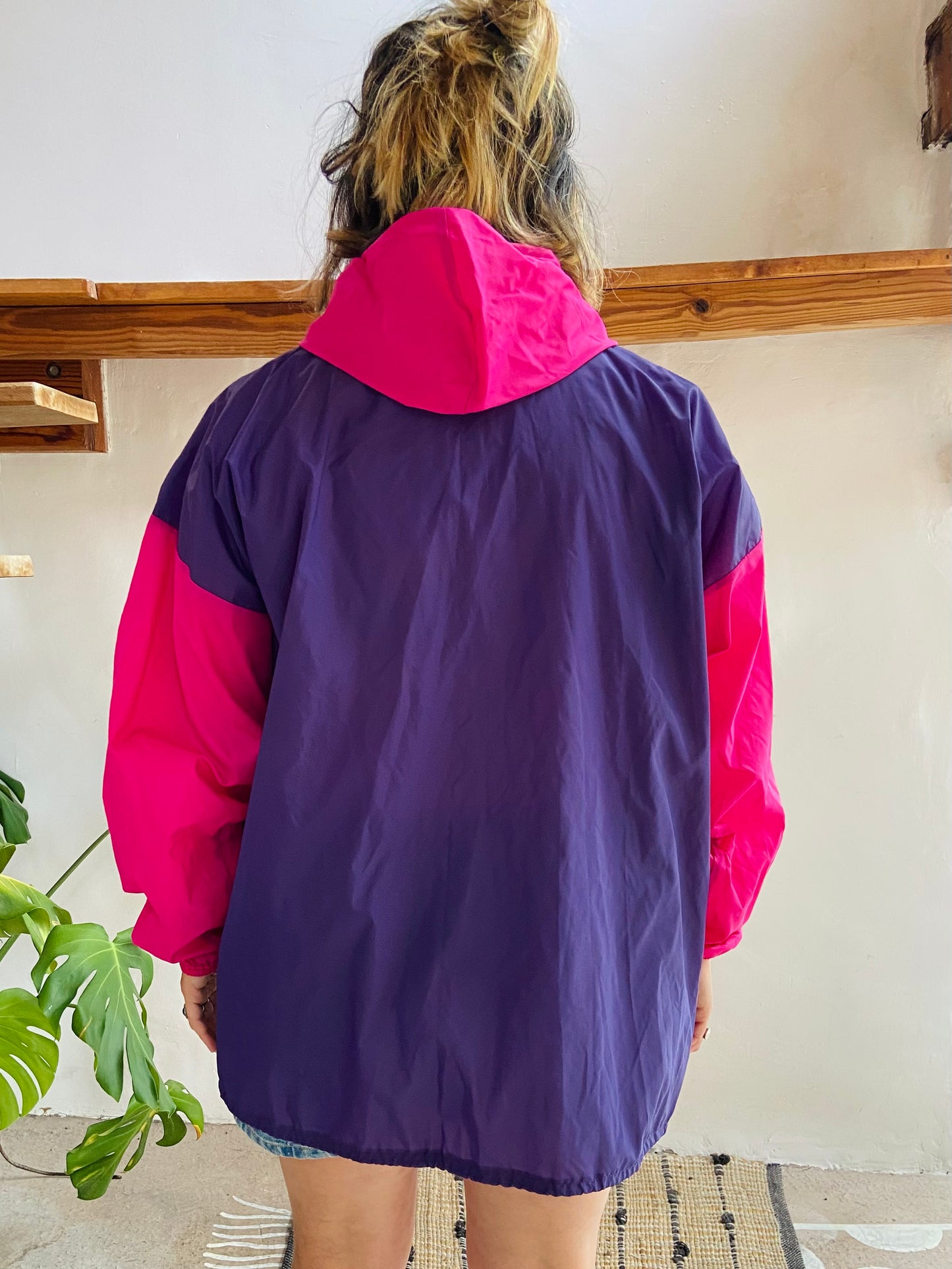 VINTAGE 80’s Pink & Purple Rain Coat Jacket - L