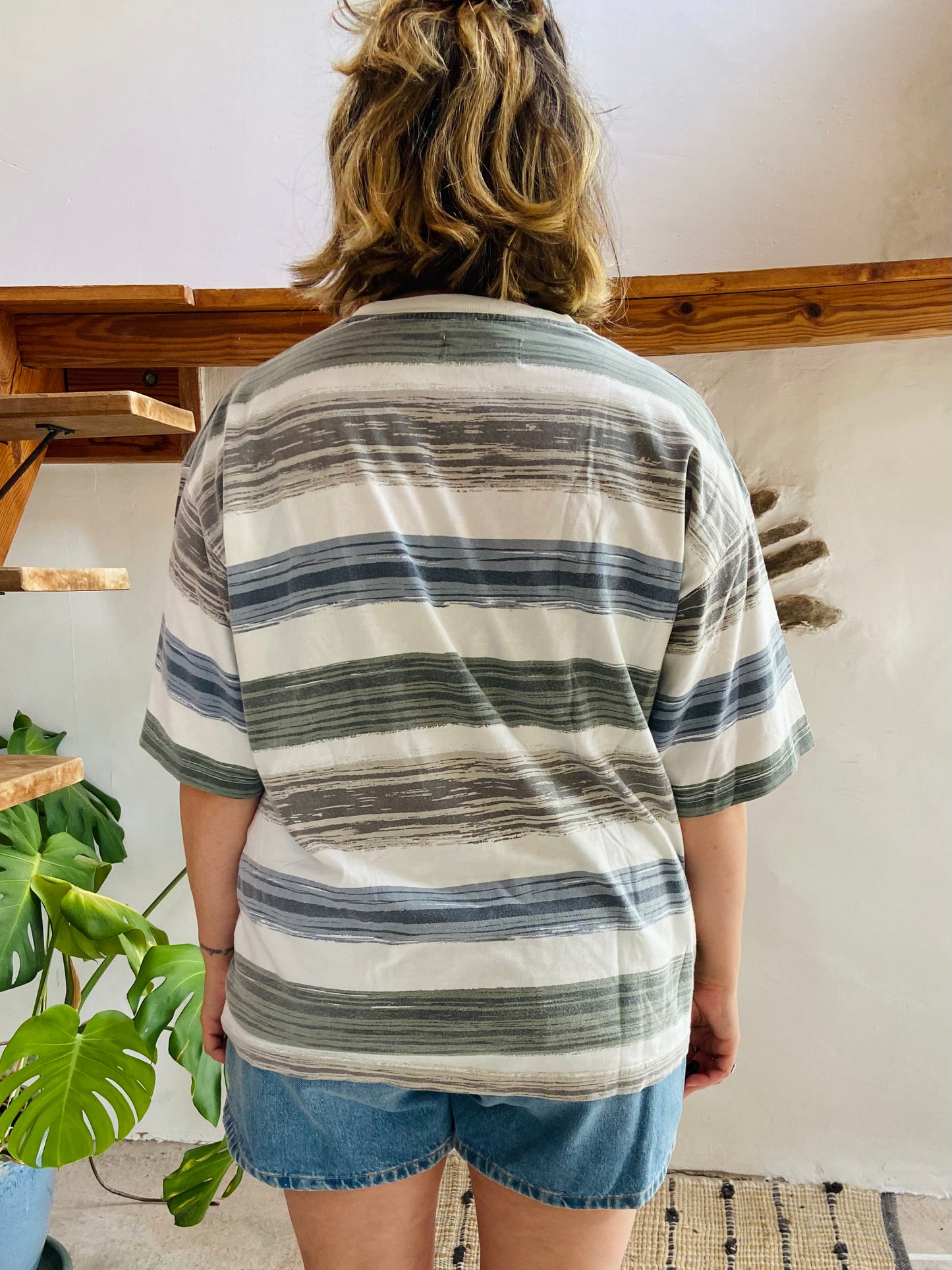 VINTAGE 90’s Stripe Grunge Short Sleeve Tee T-Shirt - L