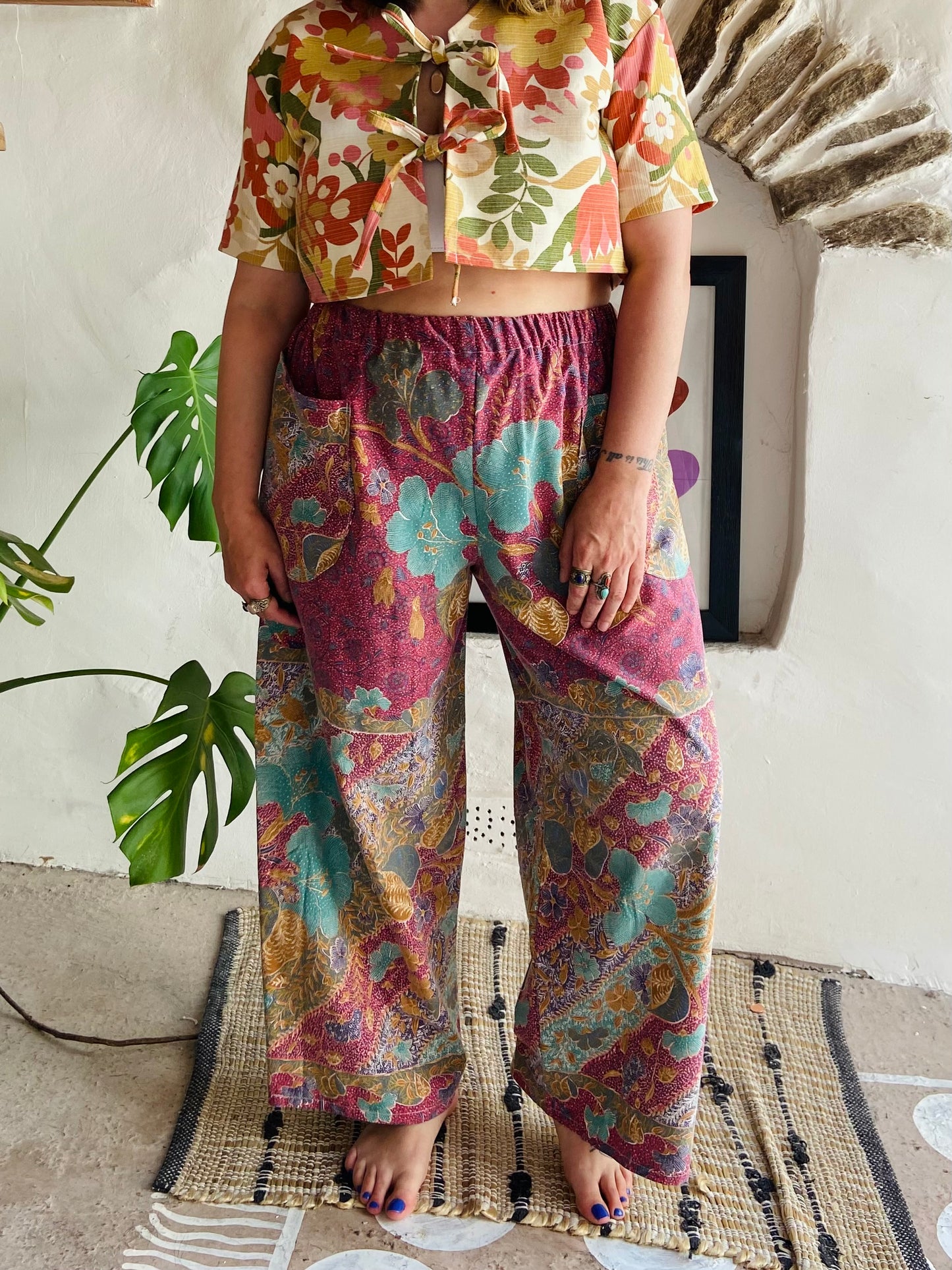 Pantalon large à imprimé patchwork violet DESERT FOX - S/M