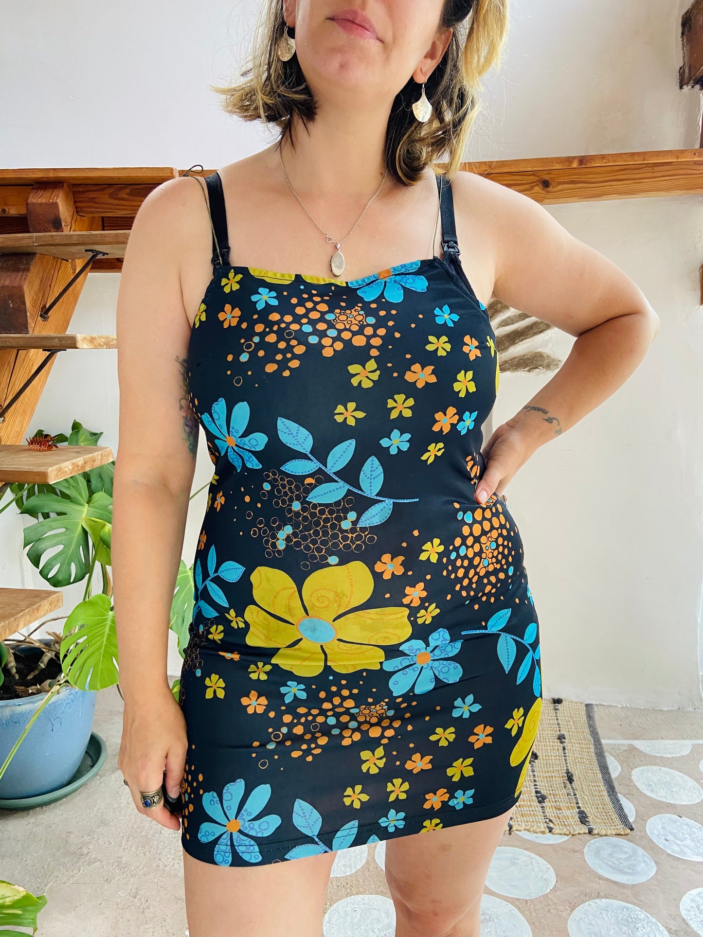 VINTAGE 90’s Floral Strappy Mini Dress - S/M