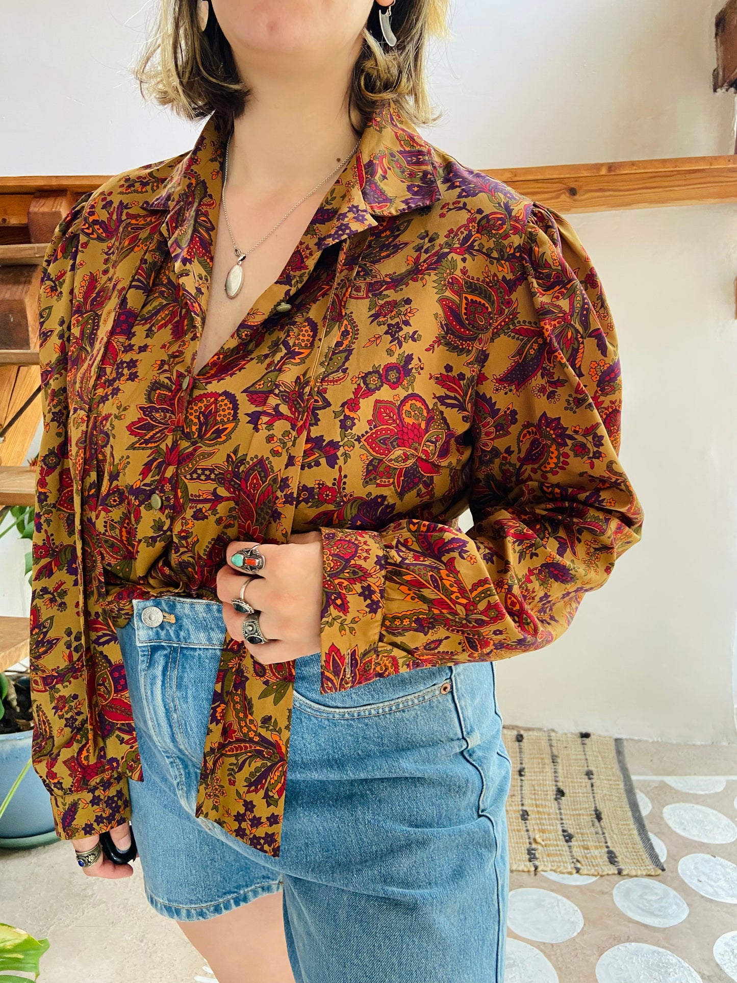 VINTAGE 80’s Paisley Long Sleeve Patterned Shirt - M/L
