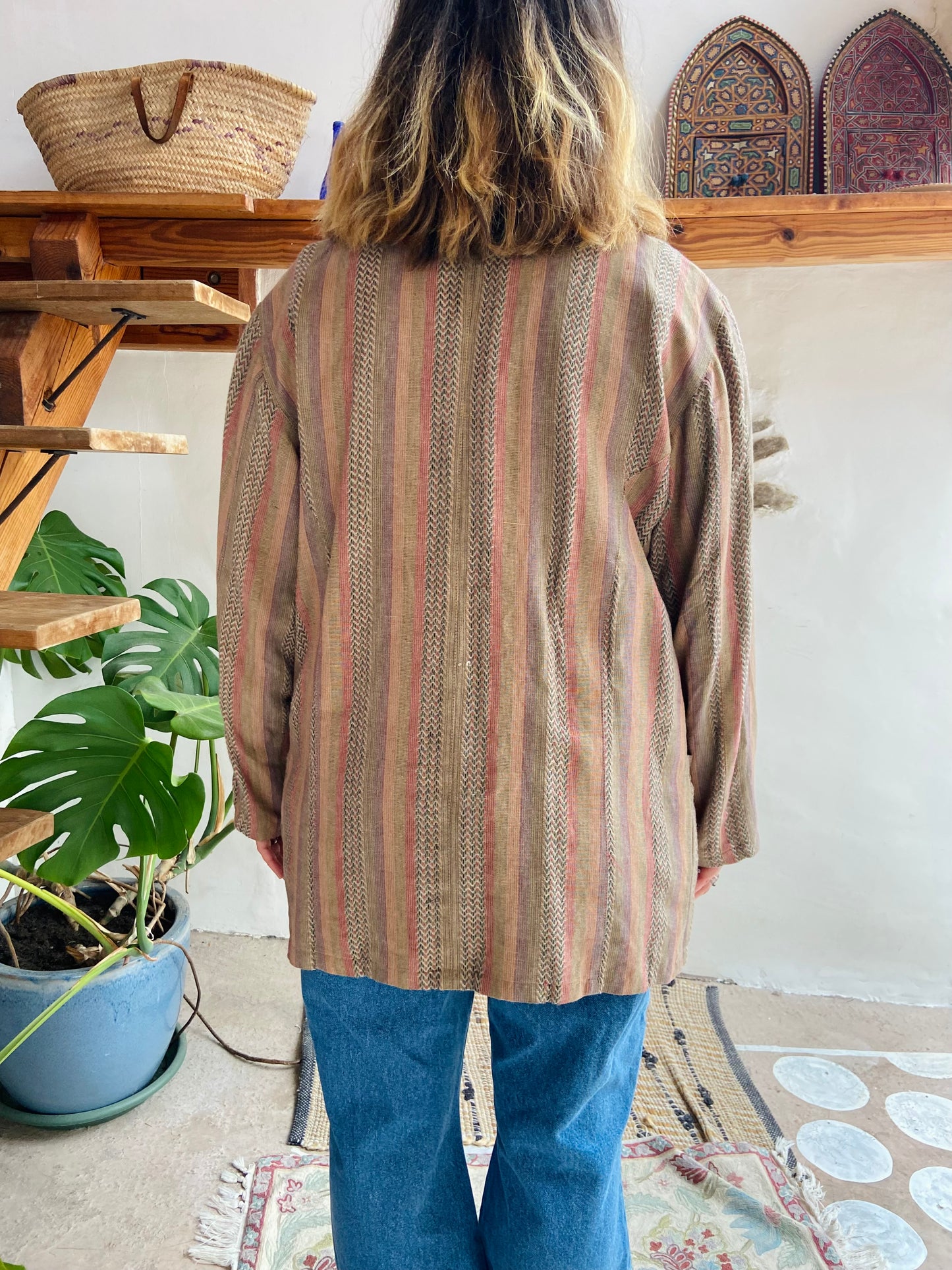VINTAGE 90’s Dusty Stripe Bohemian Long Sleeve Jacket - L