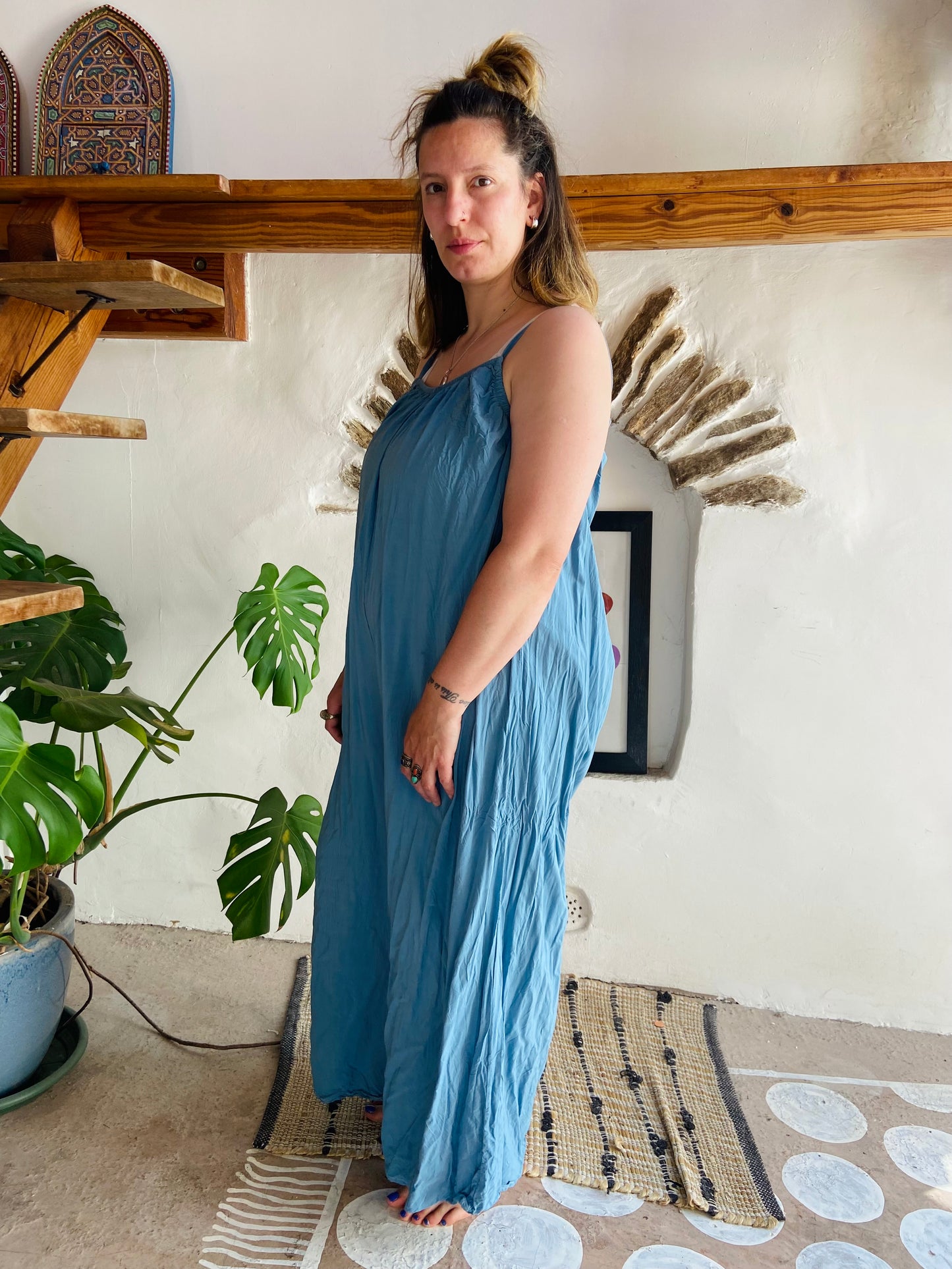 VINTAGE 00's Blue Wide Leg Jumpsuit - M/L