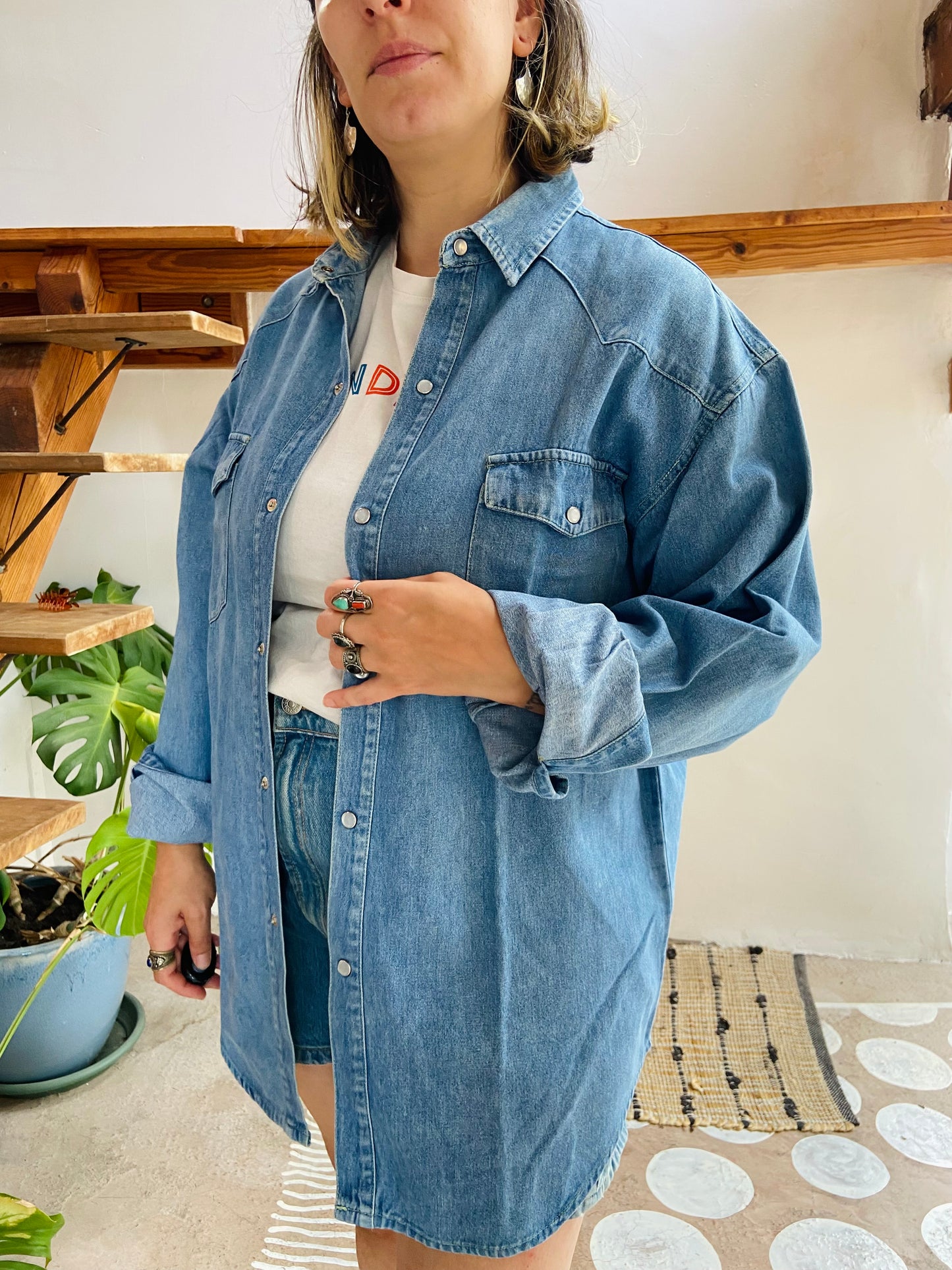 VINTAGE 90’s Blue Denim Long Sleeve Shirt - L