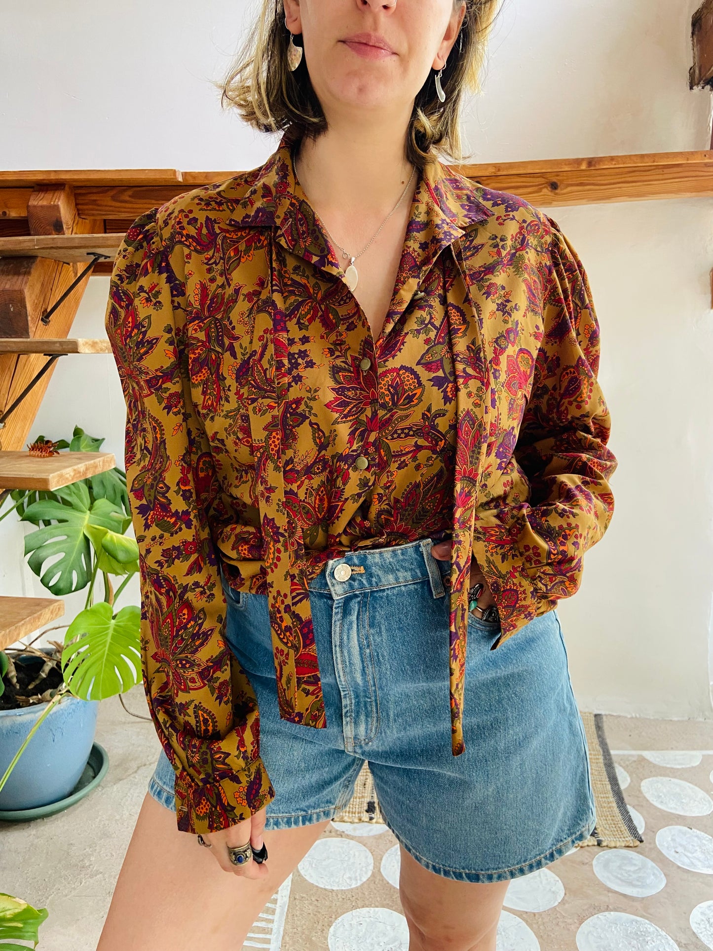 VINTAGE 80’s Paisley Long Sleeve Patterned Shirt - M/L