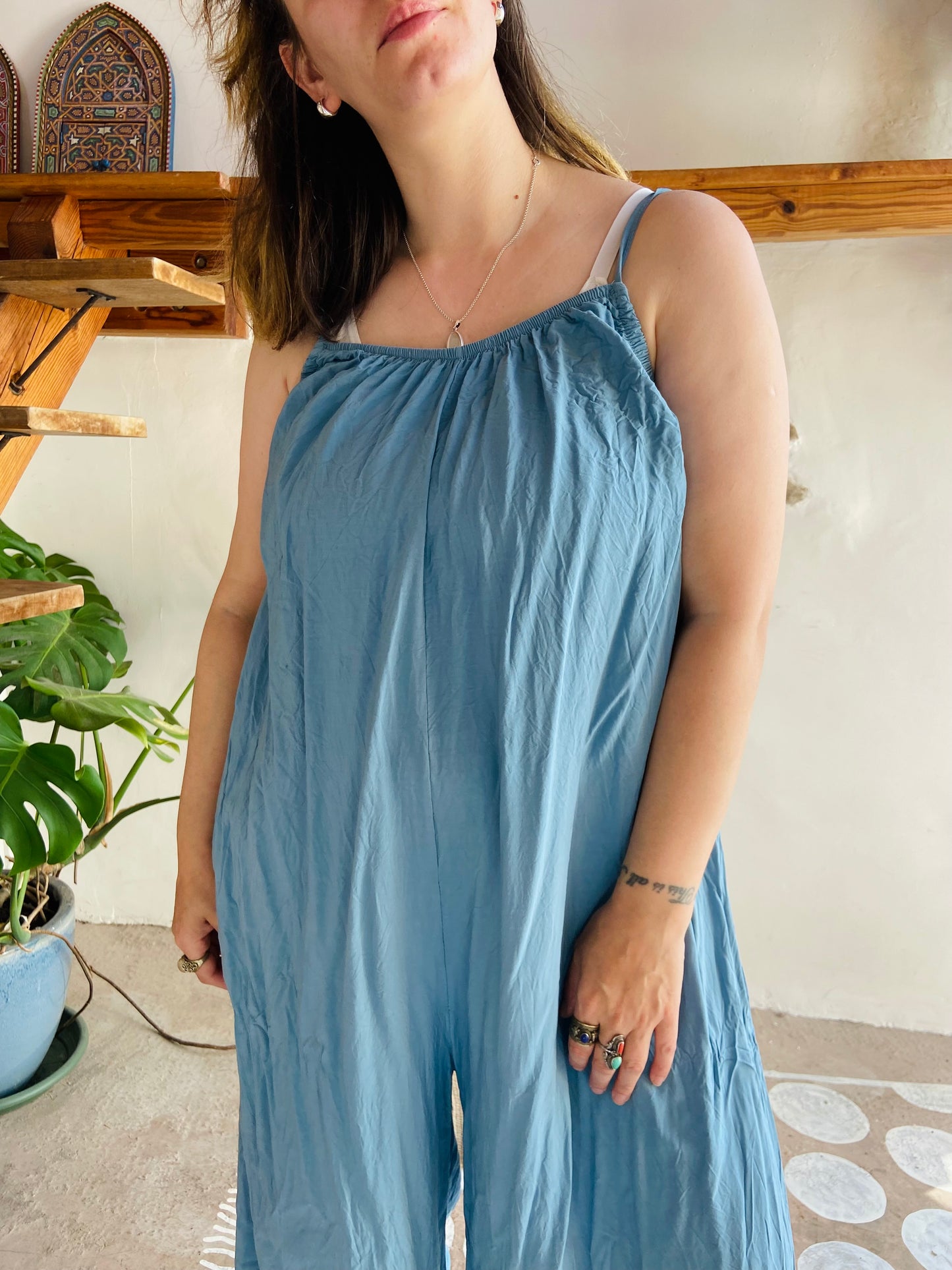 VINTAGE 00's Blue Wide Leg Jumpsuit - M/L