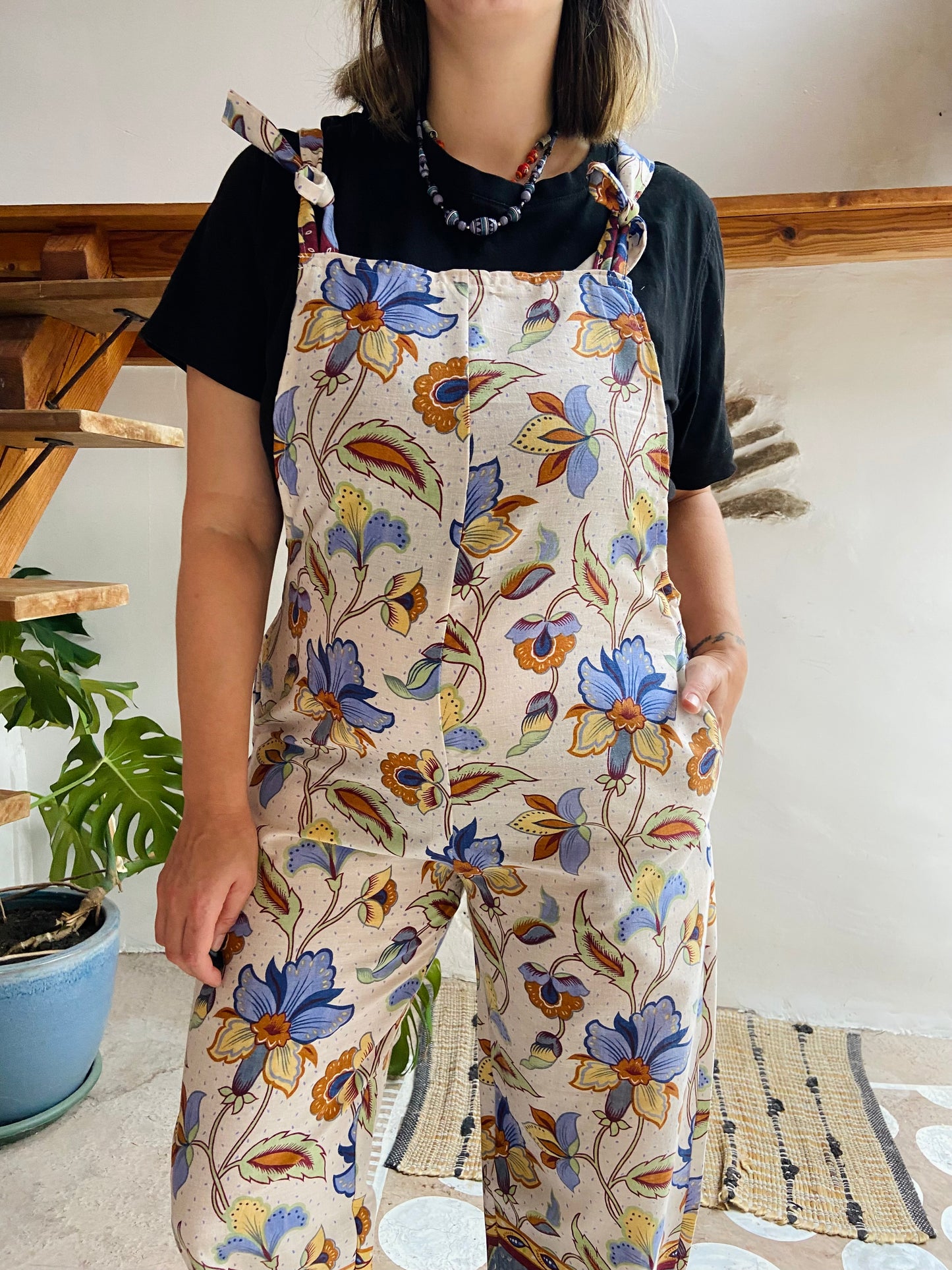 DESERT FOX Bohemian Print Long Length Dungarees - S/M