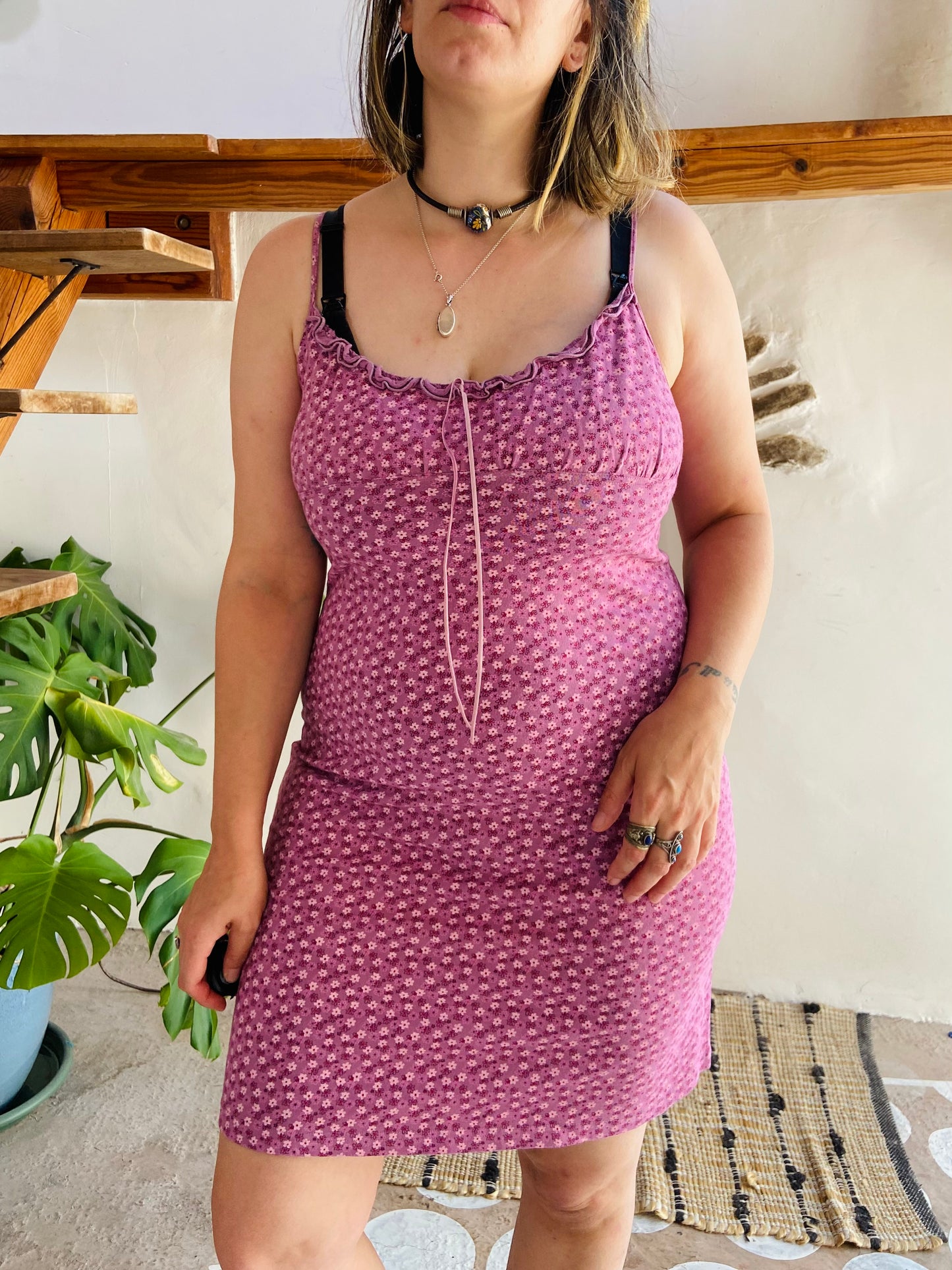 VINTAGE 90's Floral Mini Strappy Dress - S/M