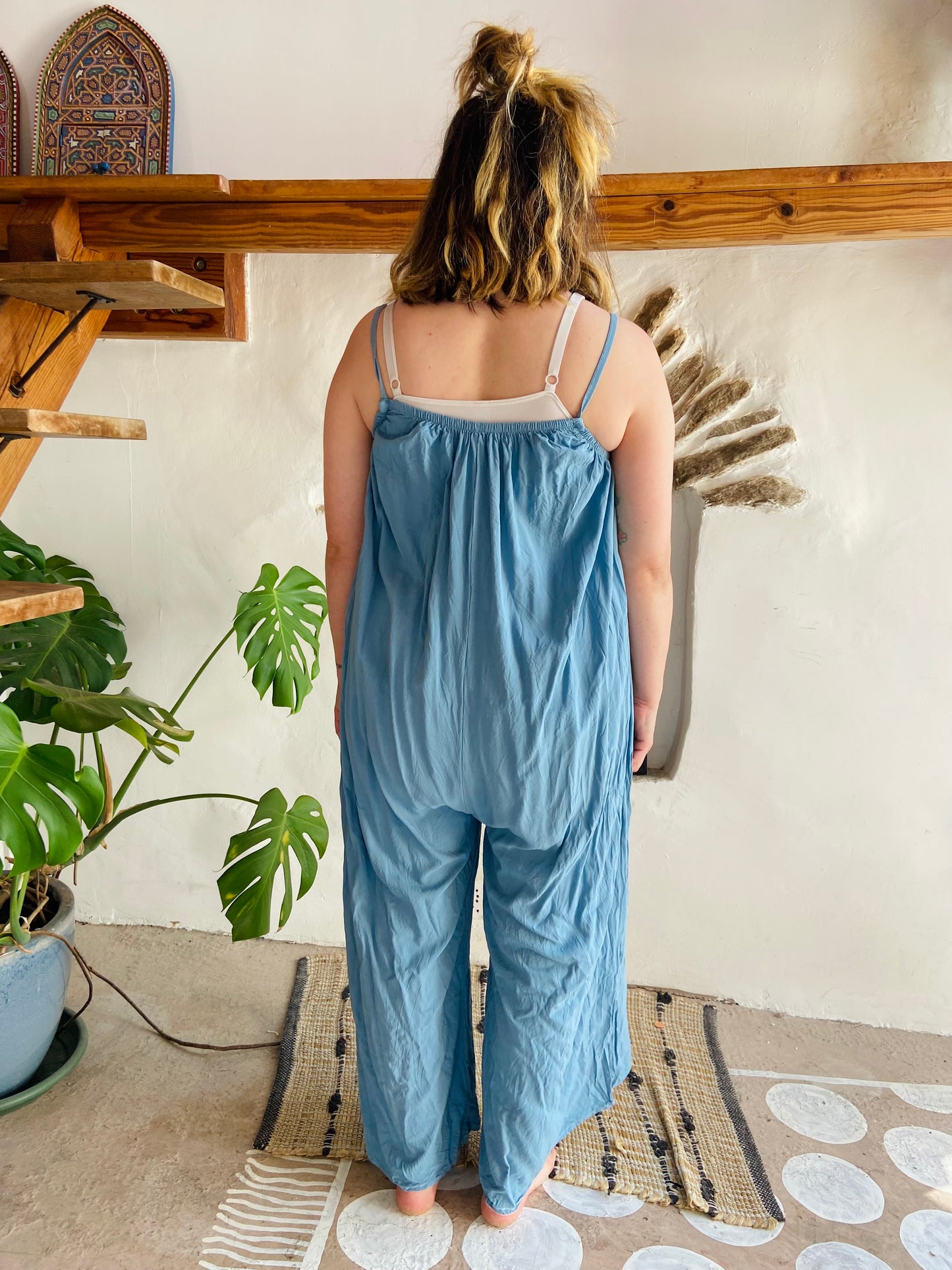 VINTAGE 00's Blue Wide Leg Jumpsuit - M/L