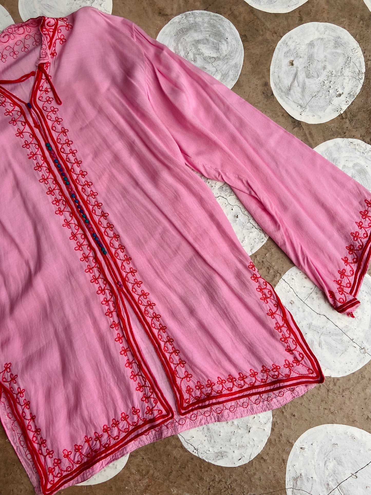 VINTAGE 90's Bohemian Embroidered Tunic Top - S