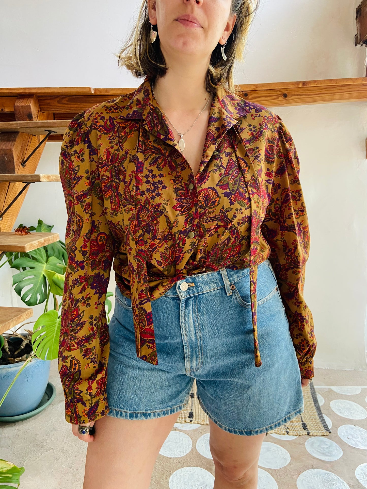 VINTAGE 80’s Paisley Long Sleeve Patterned Shirt - M/L