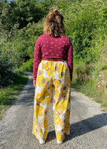 DESERT FOX Mia Wide Leg Trousers - Orange 70's Florals - S/M