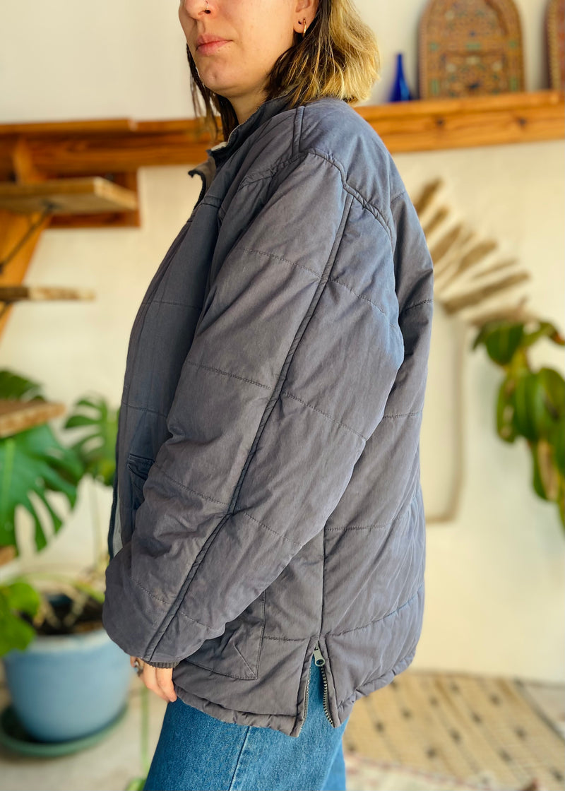 VINTAGE 90’s Dusty Blue Puffa Jacket Coat - L