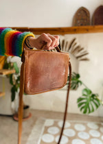 Vintage 70's Brown Leather Shoulder Bag - ONE SIZE