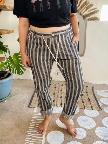 VINTAGE 90’s Stripe Thick Loose Trousers - L
