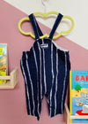 VINTAGE Tie Dye Stripe Blue Cotton Loose Dungarees - 12 Months