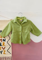 VINTAGE 90's Green Towelling Button Up Jacket - 6 MONTHS