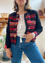 VINTAGE 90's Embroidered Long Sleeve Jacket - M