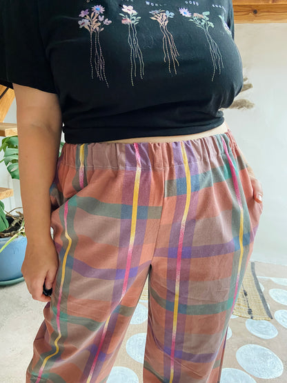 DESERT FOX Lola Bright Checked Wide Leg Trousers - S/M