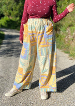 DESERT FOX Mia Wide Leg Trousers - Sunflower Patchwork Print - S/M