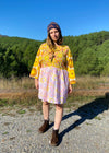 DESERT FOX Dahlia Dress - 70's Psychedelic Florals Tie Front - M/L