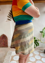 VINTAGE Hippie Patchwork Wraparound Mini Skirt - S/M