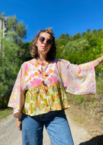 DESERT FOX Sienna Top - Pink & Orange Florals - S/M